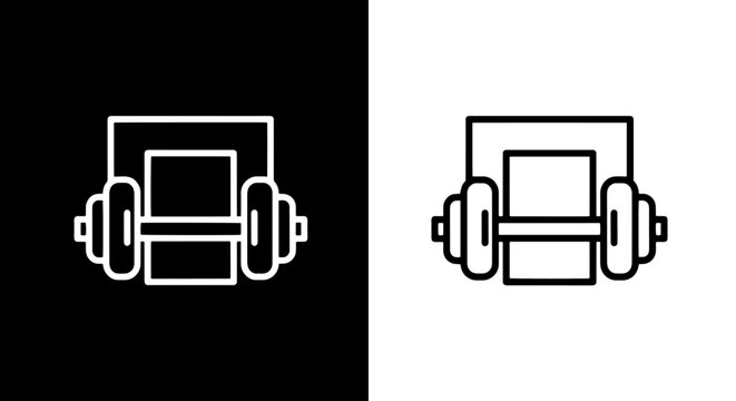 Dumbbell weight lifting icon in linear and solid design