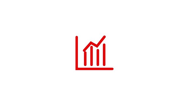 Animation graphics business growth icon. Business charts. Clean White background icon 4 k video...