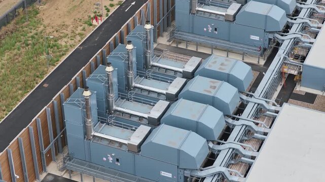 Outdoor Data Center Facility Viewed From Above During the Day