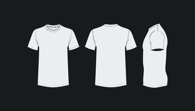 White Crewneck T-Shirt Apparel Flat Sketch Mockup Template