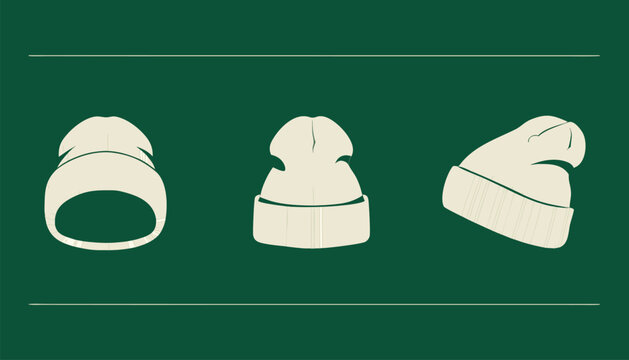 Knit Beanie Hat Cap Apparel Flat Sketch Mockup Template