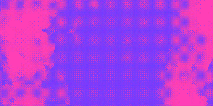 Pink purple pixelated bitmap gradient texture background. Retro pixel art, glitch dither pattern, 8 bit background. Fade pixel halftone border for arcade video game, poster, banner, social media