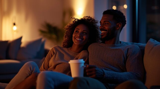 Couple watching tv on a couch