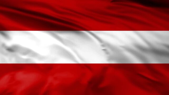 Austria national flag waving in wind 4k loopable, realistic austria flag animation overlay with alpha channel.