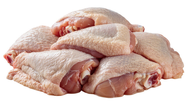 Raw chicken thighs with skin and bone
