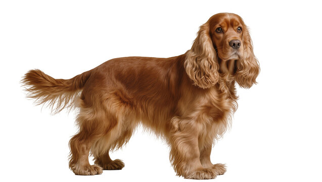 English Cocker Spaniel dog standing full body brown coat, long ears