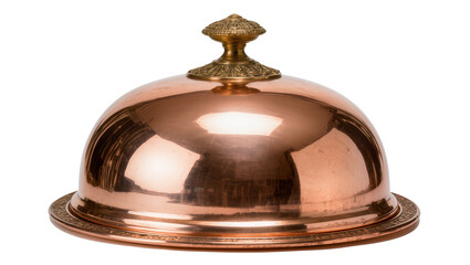 Ornate copper cloche with brass handle and decorative rim © Luca