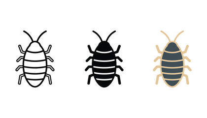 Cockroach insect icon set featuring outline solid and colorful modern flat vector designs for pest control services or biology and nature research graphic assets © TARU STOCKPLC