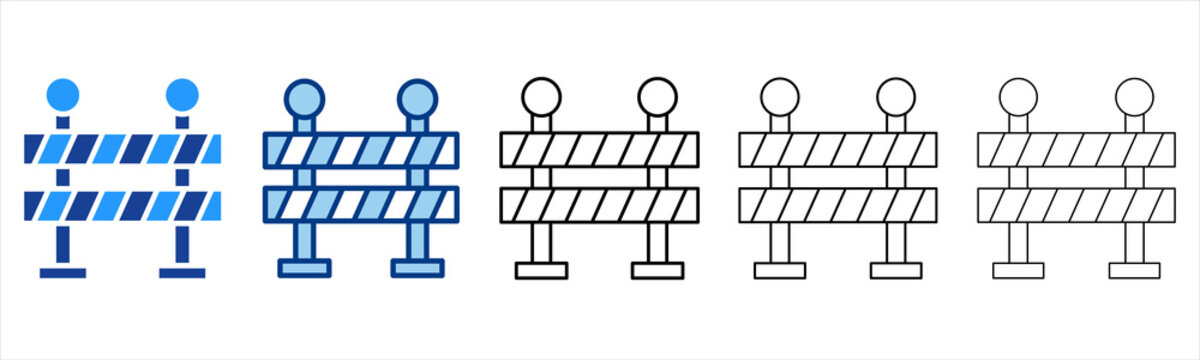 Barrier  Icon In Different Color And Outline Style 