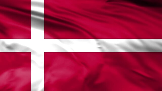 denmark national flag waving in wind 4k loopable, denmark flag animation.