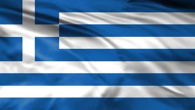 greece national flag waving in wind 4k loopable. greece flag waving animation.