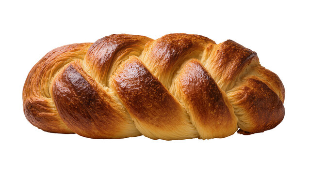 Golden brown braided challah bread loaf