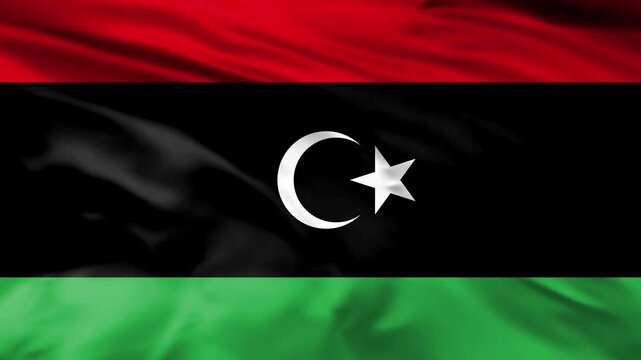 national flag of libya waving in wind 4k loopable, realistic libya flag animation loop with alpha channel