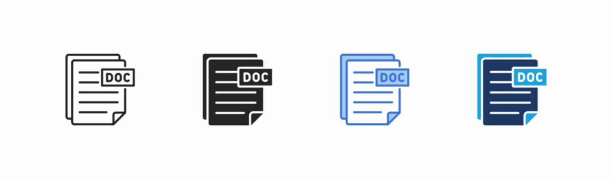 Set of document icon collection in multiple style. Icon suitable for web and mobile application