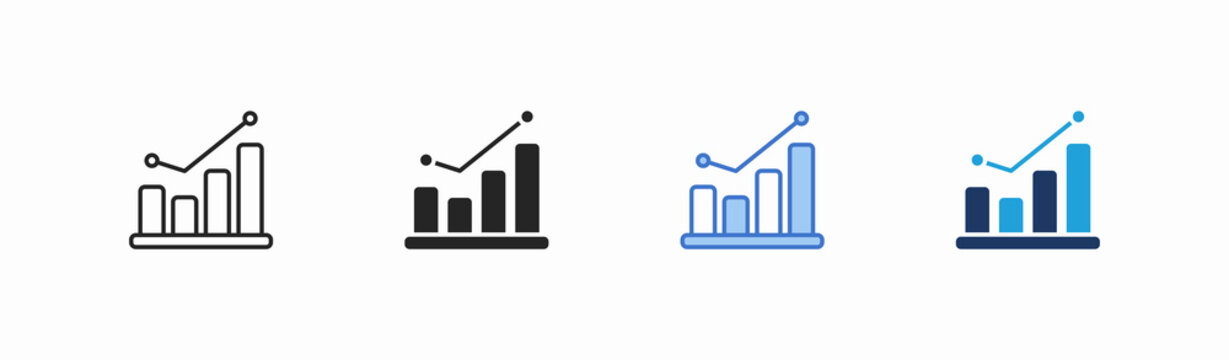 Set of graph icon collection in multiple style. Icon suitable for web and mobile application
