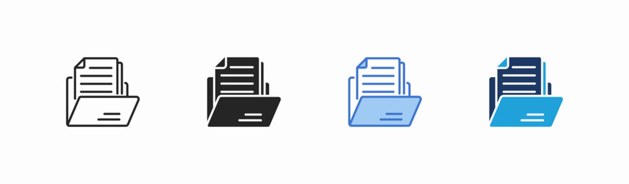 Set of open folder icon collection in multiple style. Icon suitable for web and mobile application