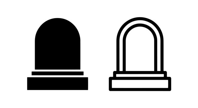 Rounded headstone gravestone icon set with headstone, gravestone
