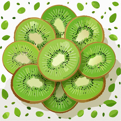 Fototapeta premium Kiwi-Scheiben dekorativ angeordnet