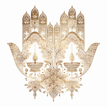 Ornamental Gold Hamsa Hand Design