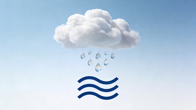 Fluffy white clouds drip clear water droplets with three layers of wave markings, cloud moisturizing and hydrating system, long-lasting water locking, soothing sensitive skin care
