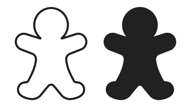 Two Gingerbread Man Silhouettes: A black silhouette and a white outline of a gingerbread man stand side-by-side, symbolizing contrast, individuality, and creative design.
