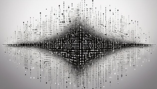 binary code matrix a digital tapestry of scattered black dots and numbers weaving the essence of data and technology in a minimalist white background design hypnosis hallucination