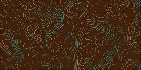 Dark brown background featuring intricate topographic contour line map pattern topography abstract geography elevation cartography background geometric © Samim islam