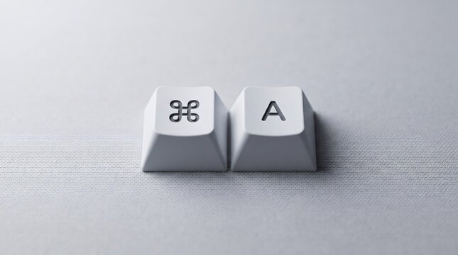 Command A (⌘A) keyboard shortcut keys for Select All function on a minimalist white and grey background.