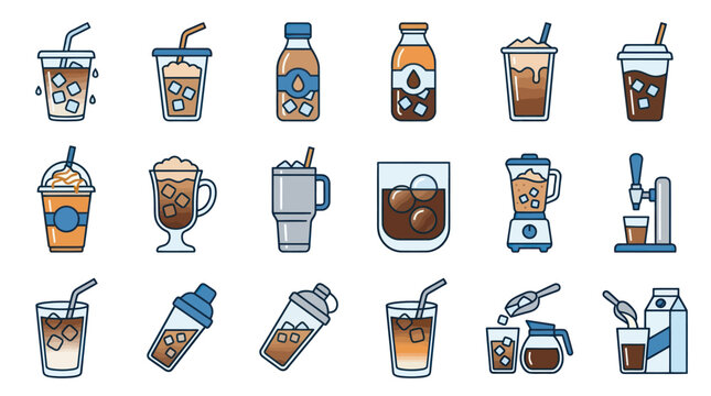 Various types of cold coffee drinks.