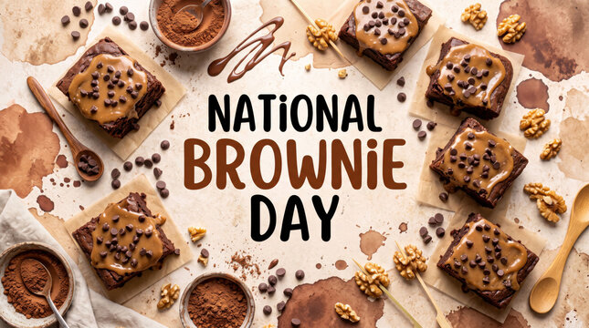 Delicious brownies celebration for national brownie day