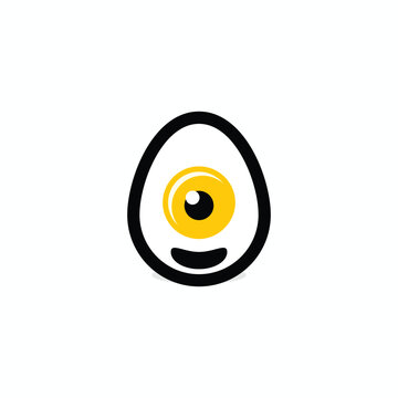 Cute cartoon egg character with one eye and a smile.