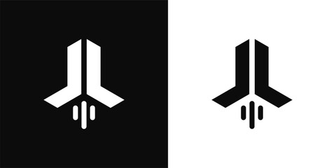 Modern Abstract Geometric Rocket Ship Icon. © Buzz