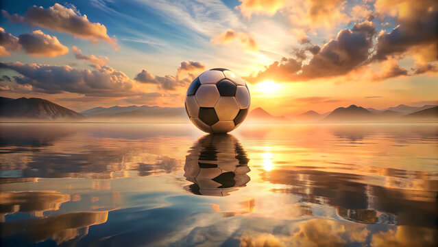Globe on robot head at sunset