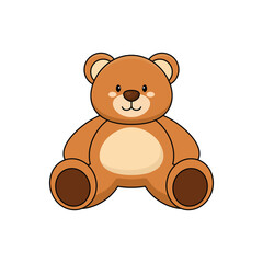Fototapeta premium Classic Brown Teddy Bear Sitting with Cream Belly Cute Cartoon Illustration