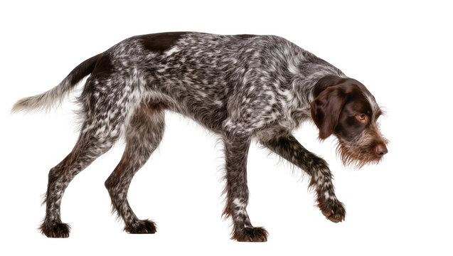 German Wirehaired Pointer dog walking profile view
