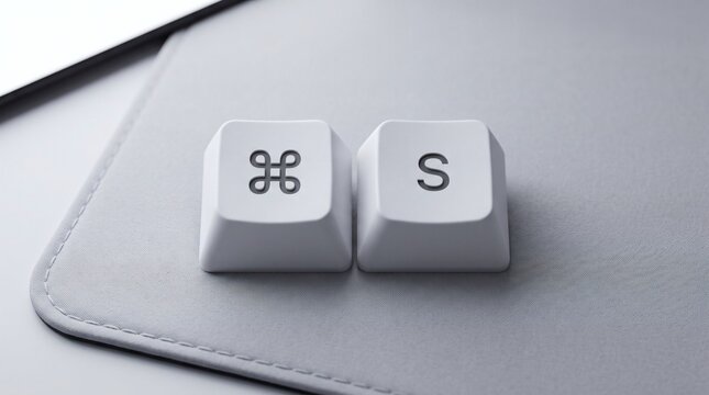 Command + S Save Shortcut Keyboard Keys on Grey Background