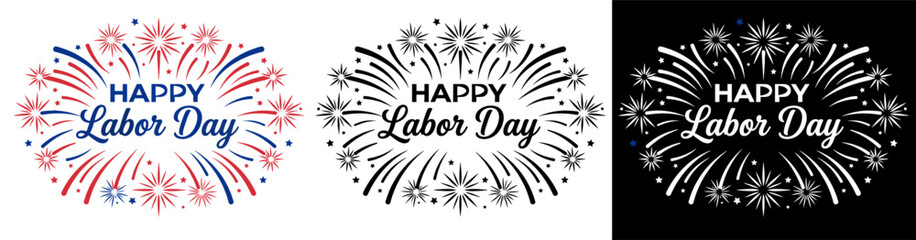 Happy labor day fireworks greeting cards and banners © MstAshma