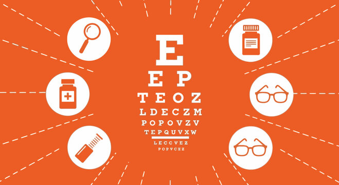 Ophthalmology Eye Chart Icons And Vision Testing Background
