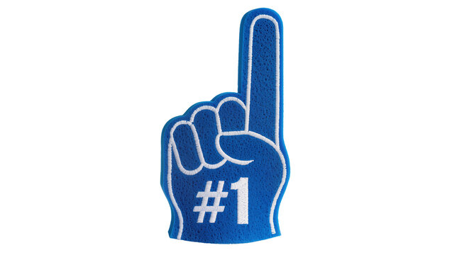 Blue foam finger with white #1 symbol