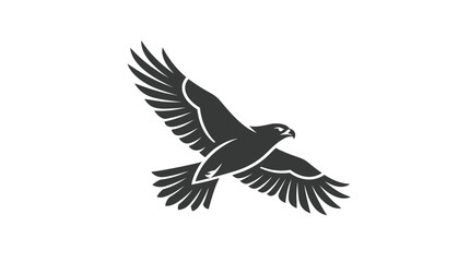 Fototapeta premium Black silhouette of flying bird eagle.