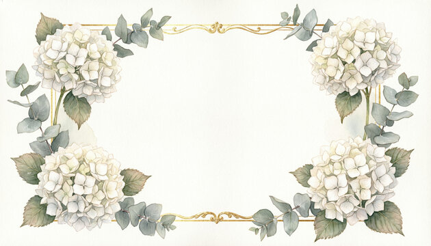 white hydrangea floral frame