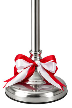 Shiny Silver Hand Bell With Red Ribbon Bow Festive Holiday Decoration On Transparent Background