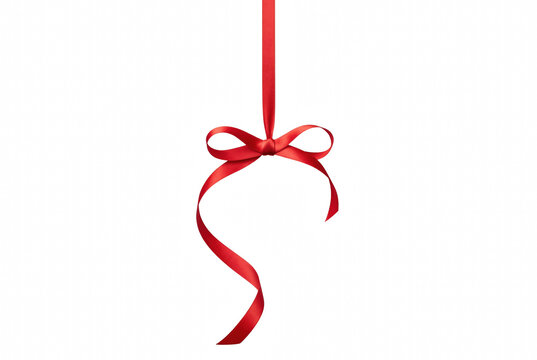 Festive Red Satin Ribbon Tied in a Bow