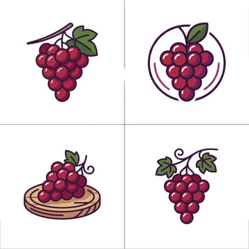 Bunch of red grapes illustration.