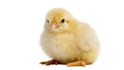 Fluffy yellow chick with orange beak and feet © Motruc