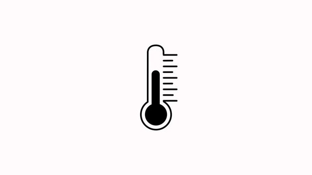 Thermometer with temperature scale animation on white background. Thermometer equipment showing hot or cold weather. Thermometer icon for medical climate and weather science laboratory