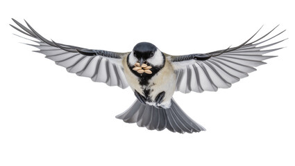 Great Tit bird flying with seeds in beak © Motruc