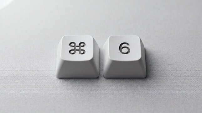 Mac Command Key and Number 6 Keyboard Keycaps on White Background