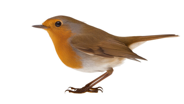 European Robin bird with orange breast and brown wings