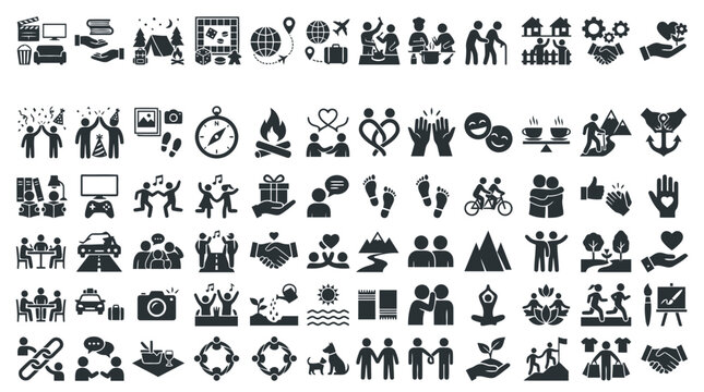 Comprehensive icon library covering lifestyle hobbies travel leisure and creative pursuits.